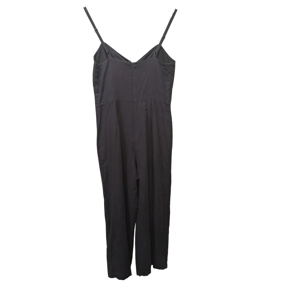 J.Crew Tie-Front Jumpsuit Linen Cotton Wide Leg Nautical Coastal Vacation Summer
